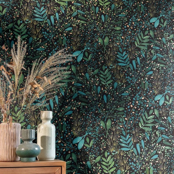 Paper pintat JARDÍ AQUAREL·LA TURQUESA I NEGRE GNL2_10169_76_92