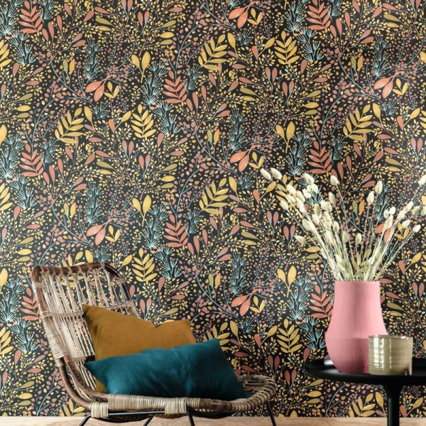 Papel de parede JARDIM AQUARELA LARANJA E OCRE GNL2_10169_41_29