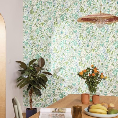 Papel pintado JARDÍN ACUARELA VERDE Y LAVANDA GNL2_10169_07_46