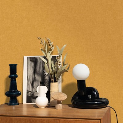 Papel de parede IMITAÇÃO RÁFIA OCRE AMARELO