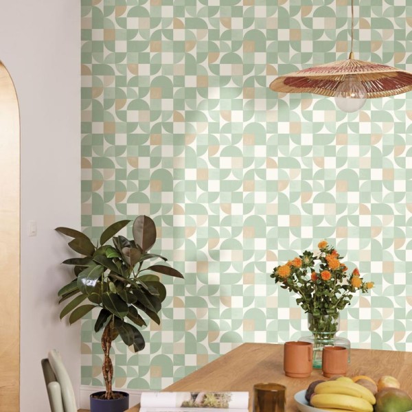 Papel de parede MODERNO DE FORMAS GEOMÉTRICAS VERDES E BEGE GNL2_10536_07_76