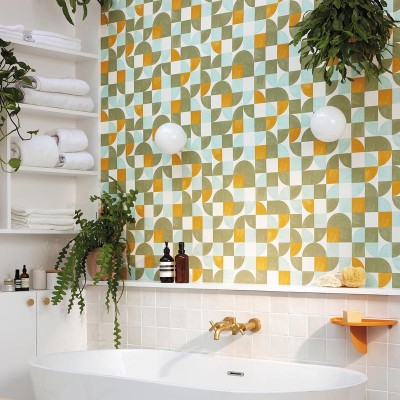 Papel pintado MODERNO FORMAS GEOMÉTRICAS NARANJAS Y VERDES GNL2_10536_03_87 Papel pintado MODERNO FORMAS GEOMÉTRICAS NARANJAS Y VERDES GNL2_10536_03_87