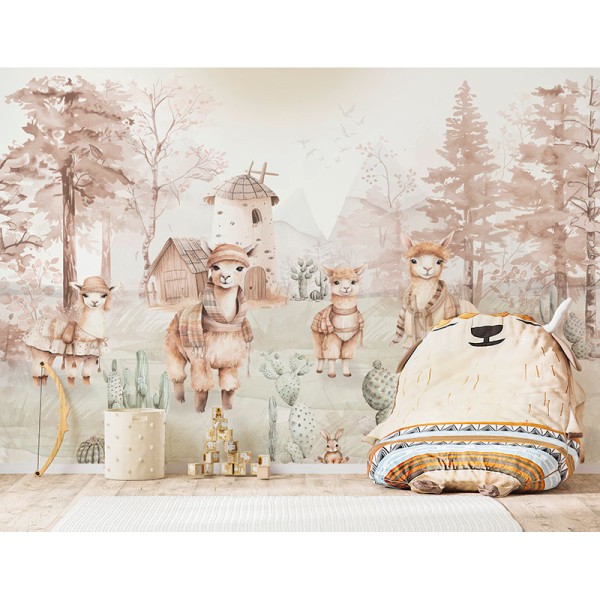 Mural Infantil Alpacas ANIM659 Mural Infantil Alpacas ANIM659