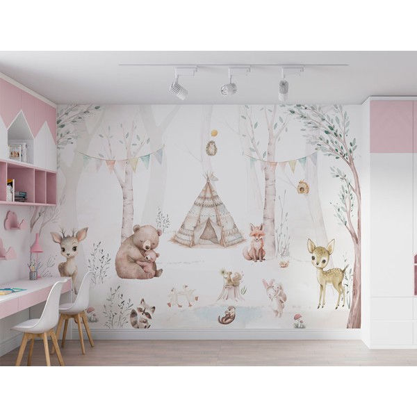 Mural Infantil Acampamento ANIM664 Mural Infantil Acampamento ANIM664