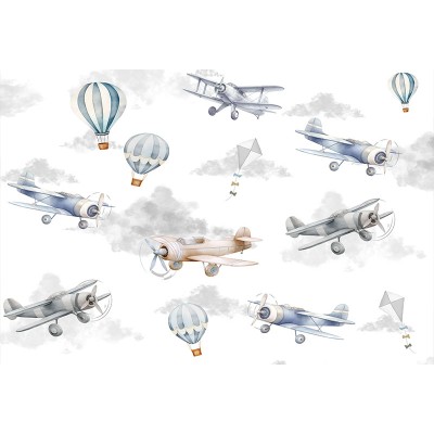 Mural Infantil Aventura nas Nuvens ANIM662 Mural Infantil Aventura nas Nuvens ANIM662