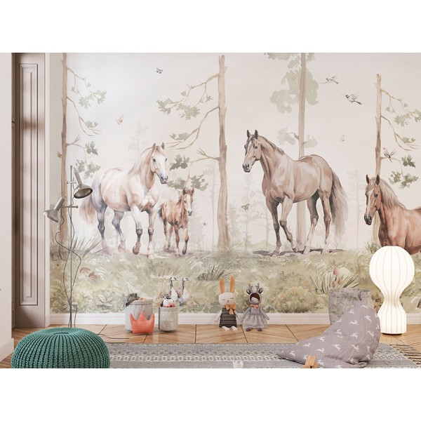 Mural Infantil Caballos al Galope ANIM667