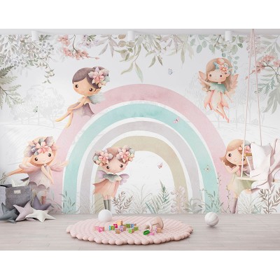 Mural Infantil Arco-íris de Fadas ANIM668