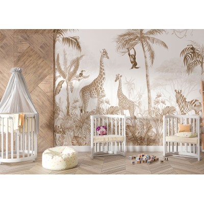 Mural Infantil Selva Monocromática ANIM672 Mural Infantil Selva Monocromática ANIM672