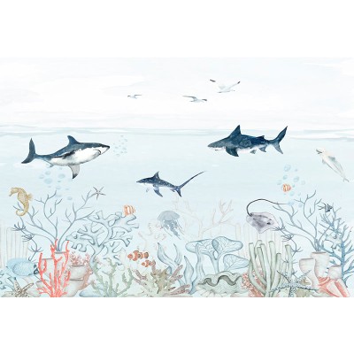 Mural Infantil Mar de Taurons ANIM674 Mural Infantil Mar de Taurons ANIM674