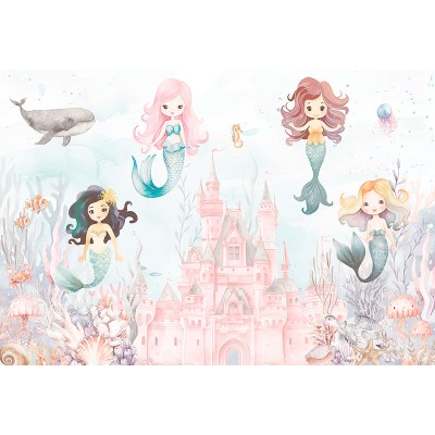 Mural Infantil Reino das Sereias ANIM675 Mural Infantil Reino das Sereias ANIM675