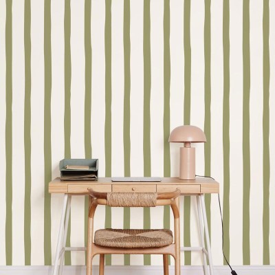 Papel pintado RAYAS IRREGULARES VERDES Y BLANCAS WILD_10495_07_29 2