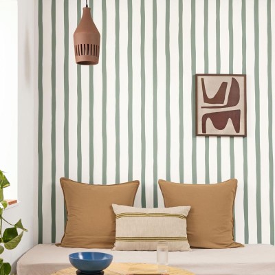 Papel pintado RAYAS IRREGULARES VERDE SALVIA Y BLANCO WILD_10495_07_18 2