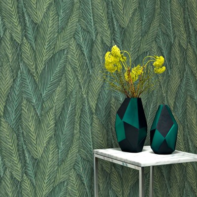 Papel de parede FOLHAS VERTICAIS VERDES 10391-07