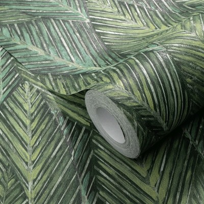 Papel de parede FOLHAS VERTICAIS VERDES 10391-07