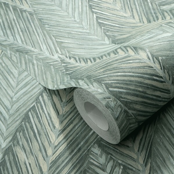 Papel pintado HOJAS VERTICALES VERDE CLARO 10391-35