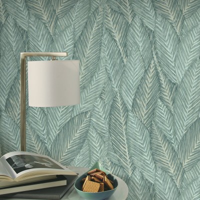 Papel pintado HOJAS VERTICALES VERDE CLARO 10391-35