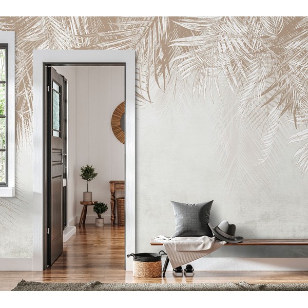 Mural Essentials Folhas Concreto Bege 752-087