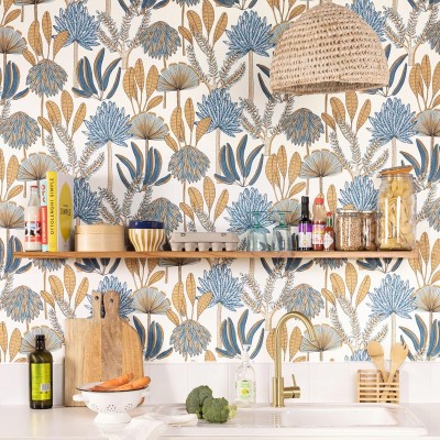 Papel pintado OASIS AZUL Y MARRÓN WILD_10493_06_37 Papel pintado OASIS AZUL Y MARRÓN WILD_10493_06_37