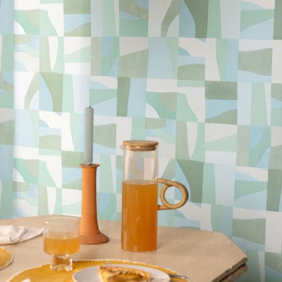 Paper pintat FORMES BLAU I VERD AZU_10546_76_07 Paper pintat FORMES BLAU I VERD AZU_10546_76_07