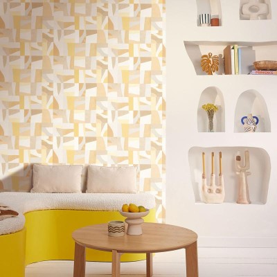 Papel de parede FORMAS MARROM E AMARELO AZU_10546_12_28