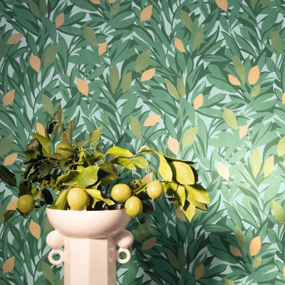 Papel de parede ÁRVORE DE LIMÃO VERDE LARANJA AZU_10545_73_31 2