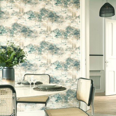 Papel pintado PAISAJE ACUARELA VERDE AGUA Y BEIGE RIVI_8955_61_74 Papel pintado PAISAJE ACUARELA VERDE AGUA Y BEIGE RIVI_8955_61_74