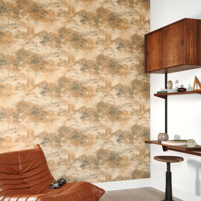 Papel pintado PAISAJE ACUARELA MARRÓN MIEL RIVI_8955_24_46