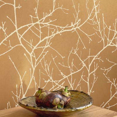 Papel pintado RAMAS VINÍLICO MARRÓN MIEL RIVI_8953_26_54 2