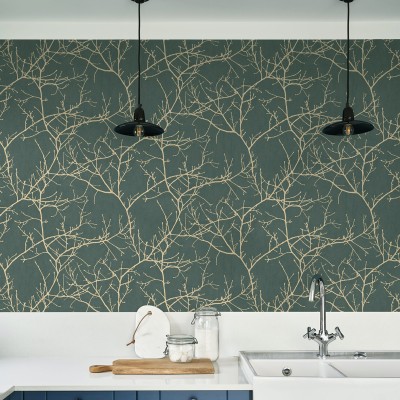 Papel pintado RAMAS VINÍLICO AZUL GRISÁCEO RIVI_8953_68_97 2