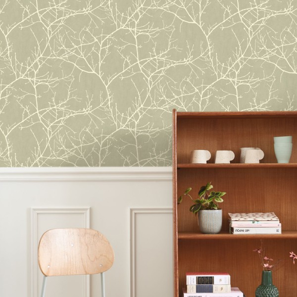 Papel de parede GALHOS VINILICO VERDE CINZENTO RIVI_8953_72_00