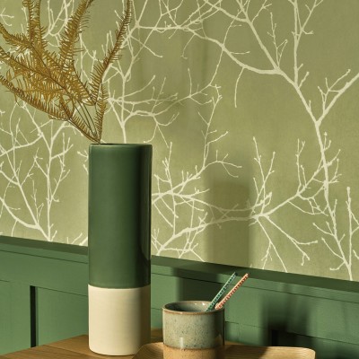 Papel pintado RAMAS VINÍLICO VERDE OLIVA RIVI_8953_79_05