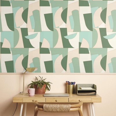 Papel pintado FIGURAS VERDES Y BEIGE OTLS_10501_07_11 2