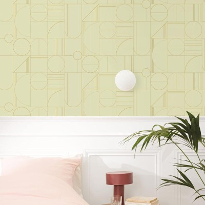 Papel de parede CÍRCULOS E LINHAS VERDE E DOURADO OTLS_10506_72_37 2