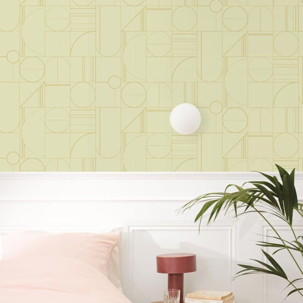 Papel de parede CÍRCULOS E LINHAS VERDE E DOURADO OTLS_10506_72_37