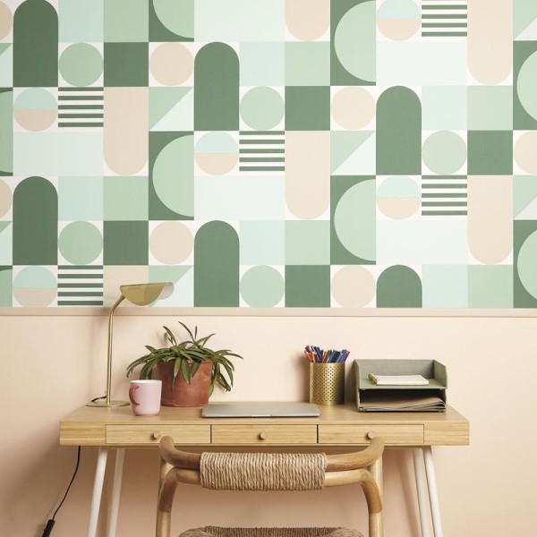 Paper pintat CERCLES VERDS I BEIGE OTLS_10505_07_87 Paper pintat CERCLES VERDS I BEIGE OTLS_10505_07_87