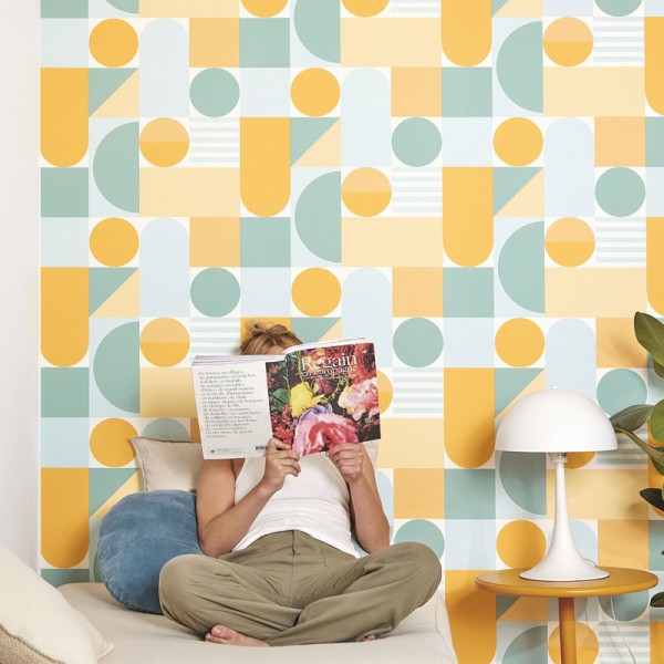 Papel de parede CÍRCULOS LARANJA E TURQUESA OTLS_10505_62_76