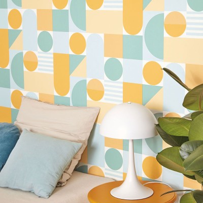 Papel de parede CÍRCULOS LARANJA E TURQUESA OTLS_10505_62_76