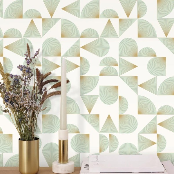 Paper pintat ART DECO LINIES DAURADES AMB VERD OTLS_10503_07_54