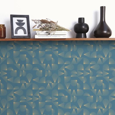 Paper pintat ART DECO LINIES DAURADES AMB BLAU OTLS_10503_62_21 2