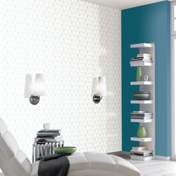 Papel pintado GEOMÉTRICO AZUL METALIZADO 82009