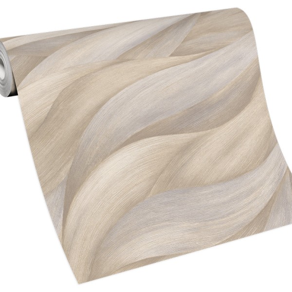 Papel de parede ONDAS MODERNAS BEGE E CINZA 10257-02