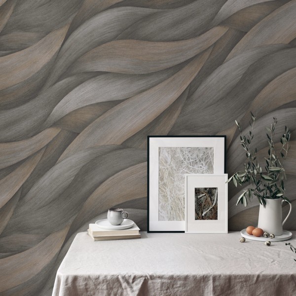 Papel pintado ONDAS MODERNAS MARRÓN Y GRIS OSCURO 10257-10 Papel pintado ONDAS MODERNAS MARRÓN Y GRIS OSCURO 10257-10