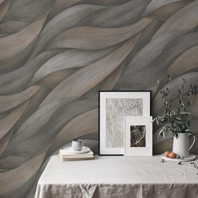 Papel de parede ONDAS MODERNAS MARROM E CINZA FORTE 10257-10 Papel de parede ONDAS MODERNAS MARROM E CINZA FORTE 10257-10