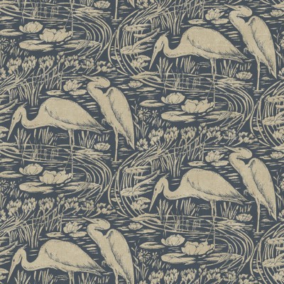 Papel pintado LAGO CON FLAMENCOS AZUL PETROLEO BBLN_8973_65_00