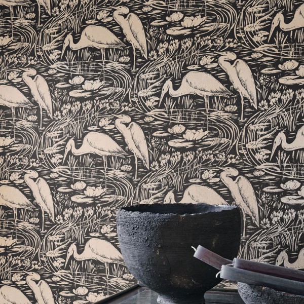 Papel pintado LAGO CON FLAMENCOS NEGRO BBLN_8973_92_70 Papel pintado LAGO CON FLAMENCOS NEGRO BBLN_8973_92_70