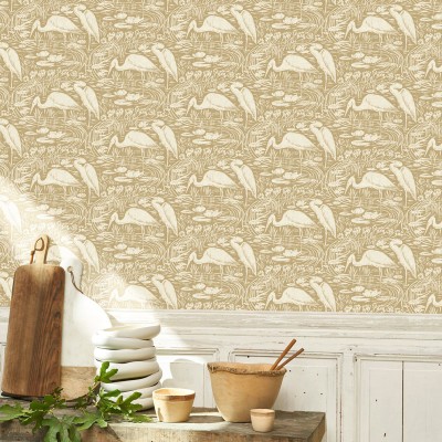 Papel de parede LAGO COM FLAMINGOS CAMEL BBLN_8973_19_61 2