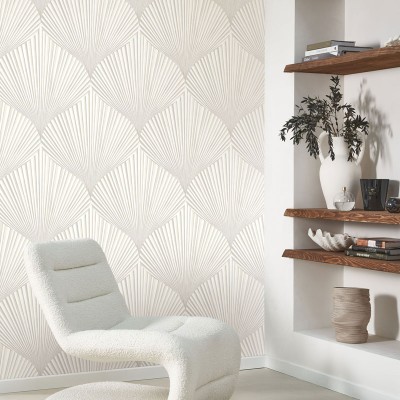 Papel de parede CONCHAS ELEGANTES BRANCO E CINZA BBLN_8976_02_11 2