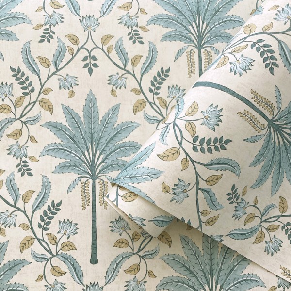Papel pintado PALMERAS VINTAGE AZULES JE91791