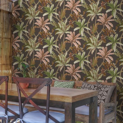 Papel pintado OASIS DE PALMERAS CHARCOAL JE91823