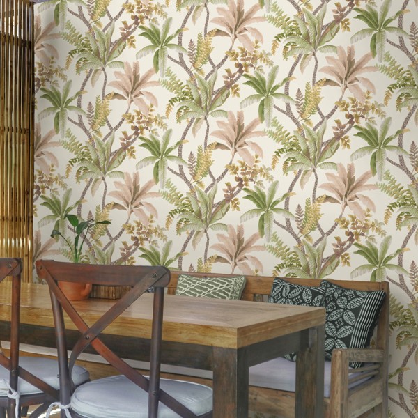 Papel de parede OÁSIS DE PALMEIRAS CORAL JE91820